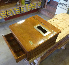 100 year old wooden cash register
